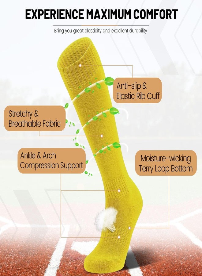 Regilt 3 Pairs Kids Youth Baseball Socks Cushioned Soccer Football Softball Socks for Boys Girls (US, Alpha, Large, Regular, Regular, Yellow) - Image 2